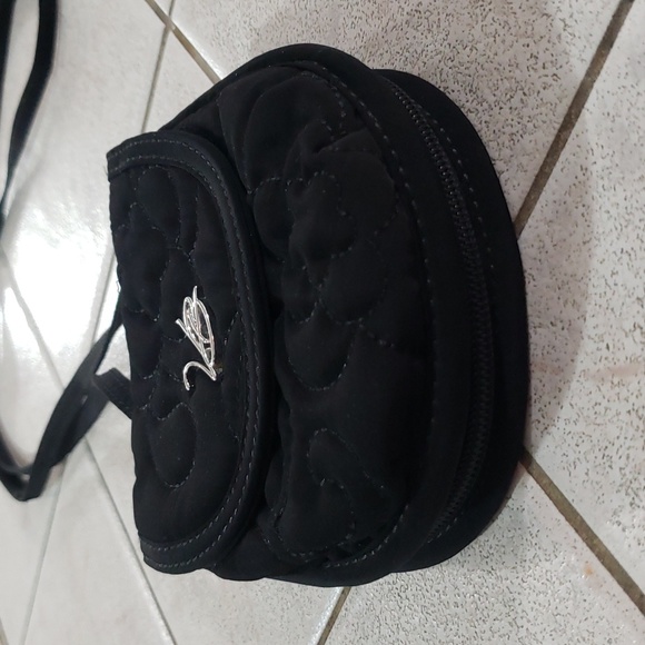 Vera Bradley VB Black Small Crossbody Purse Bag Wallet Zipper Flap - Picture 4 of 13